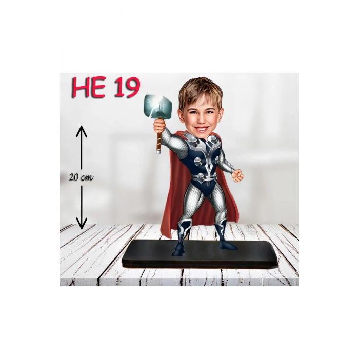 Kişiye Özel Ahşap Biblo - Erkek Çocuk Karikatür Biblo - Kahraman 5