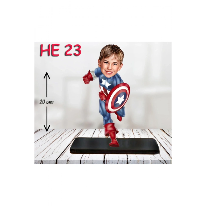 Kişiye Özel Ahşap Biblo - Erkek Çocuk Karikatür Biblo - Kahraman 6