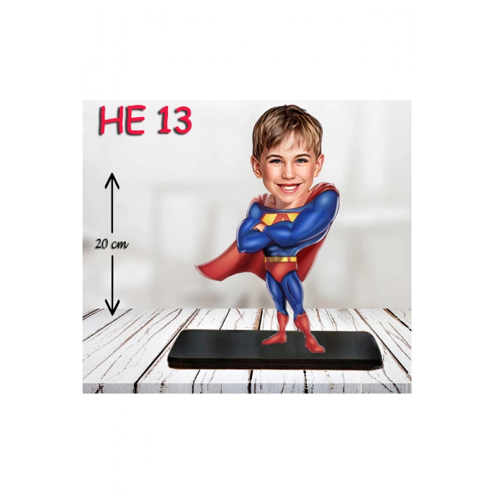 Kişiye Özel Ahşap Biblo - Erkek Çocuk Karikatür Biblo - Kahraman 3