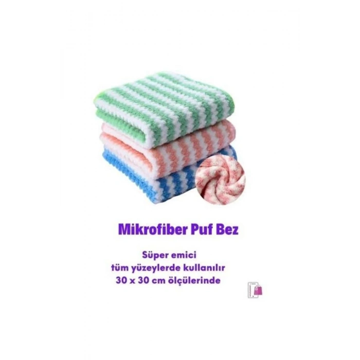 Mikrofiber Puf Bez - Süper Emici Bez - Mikrofiber Bez ( 3 Adet )