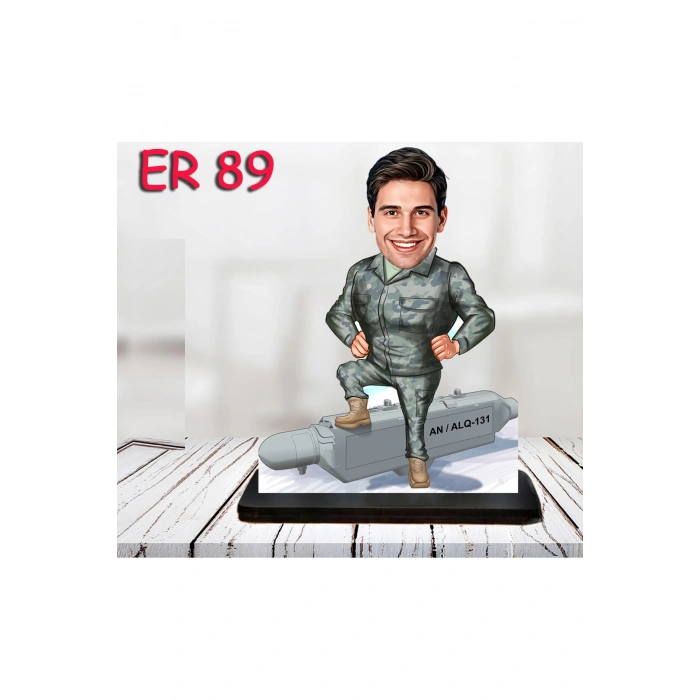 Kişiye Özel Ahşap Biblo - Erkek Asker Karikatür Biblo 14
