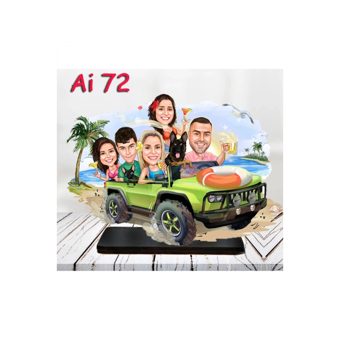 Kişiye Özel Ahşap Biblo - Aile Karikatür Biblo - 5 Kişilik Aile Biblo 10