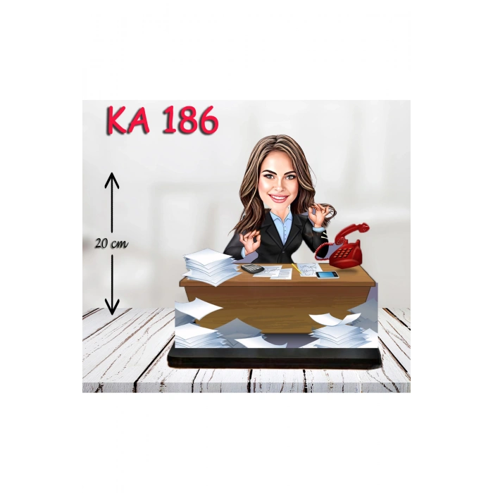Kişiye Özel Ahşap Biblo - Masa Başı Karikatür Biblo - Kadın Biblo 12