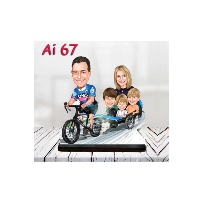 Kişiye Özel Ahşap Biblo - Aile Karikatür Biblo - 5 Kişilik Aile Biblo 7