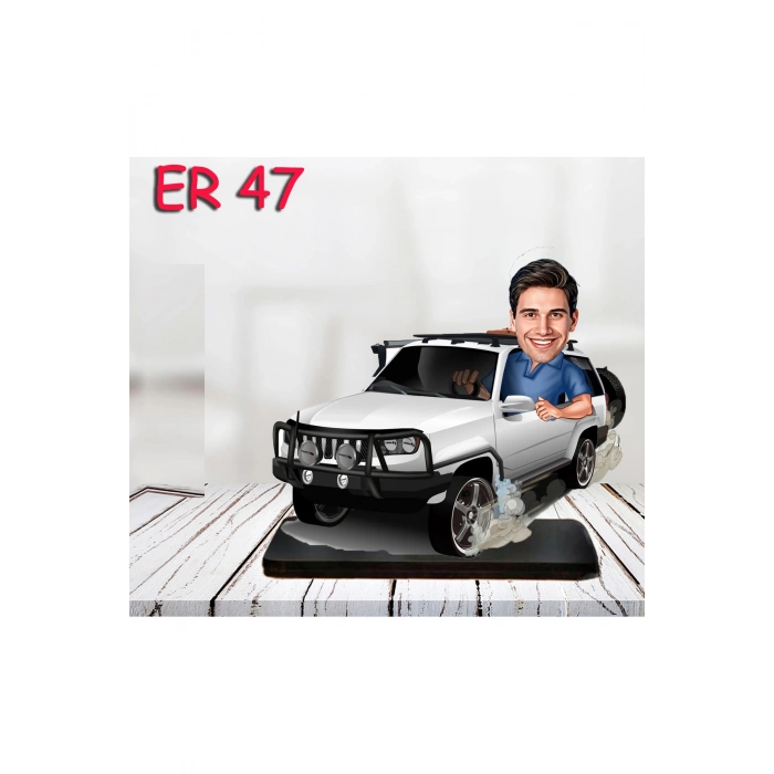 Kişiye Özel Ahşap Biblo - Araba Kullanan Erkek Karikatür Biblo 14