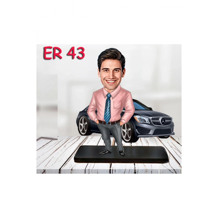 Kişiye Özel Ahşap Biblo - Araba Kullanan Erkek Karikatür Biblo 10