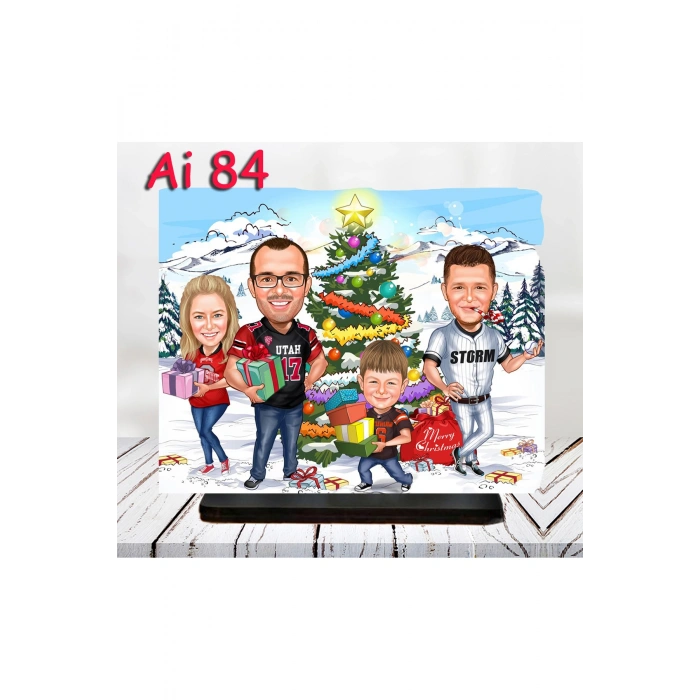 Kişiye Özel Ahşap Biblo - Aile Karikatür Biblo - 4 Kişilik Aile Biblo 37