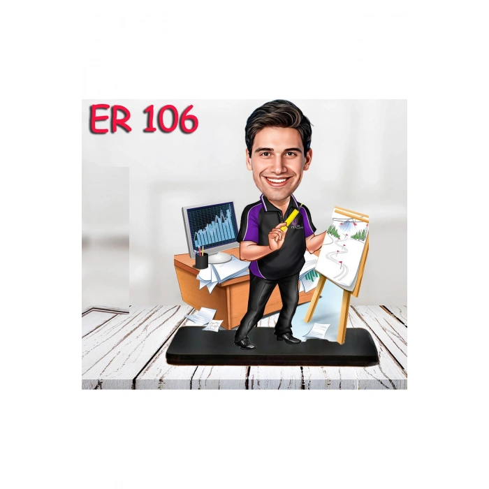 Kişiye Özel Ahşap Biblo - Masa Başı Karikatür Biblo - Erkek Biblo 16