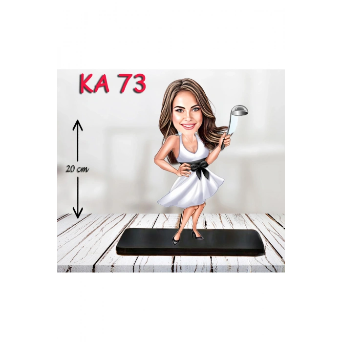 Kişiye Özel Ahşap Biblo - Aşçı Kadın Karikatür Biblo 7