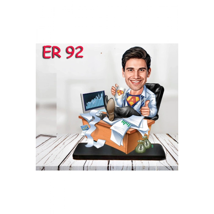 Kişiye Özel Ahşap Biblo - Masa Başı Karikatür Biblo - Erkek Biblo 2