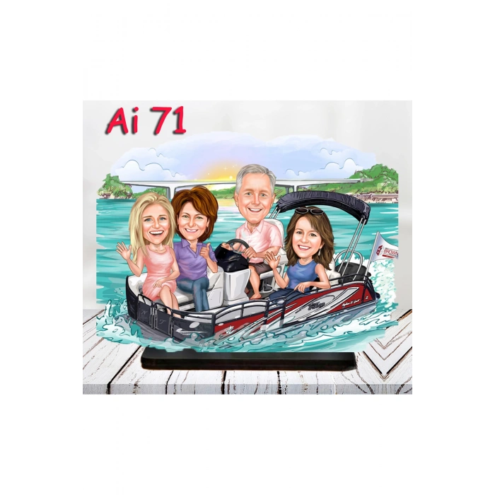 Kişiye Özel Ahşap Biblo - Aile Karikatür Biblo - 4 Kişilik Aile Biblo 29