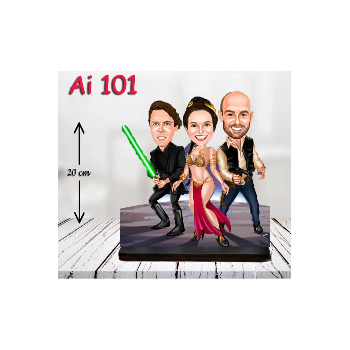 Kişiye Özel Ahşap Biblo - Aile Karikatür Biblo - 3 Kişilik Aile Biblo 28