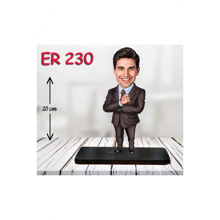 Kişiye Özel Ahşap Biblo - Takım Elbiseli Erkek Karikatür Biblo 20