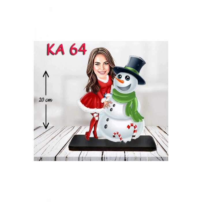 Kişiye Özel Ahşap Biblo - Süslü Kadın Karikatür Biblo 14