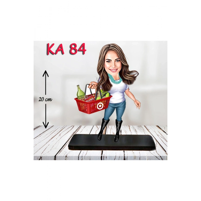 Kişiye Özel Ahşap Biblo - Süslü Kadın Karikatür Biblo 18