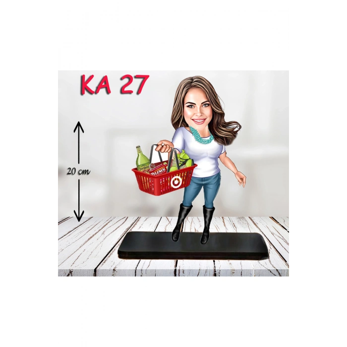 Kişiye Özel Ahşap Biblo - Aşçı Kadın Karikatür Biblo