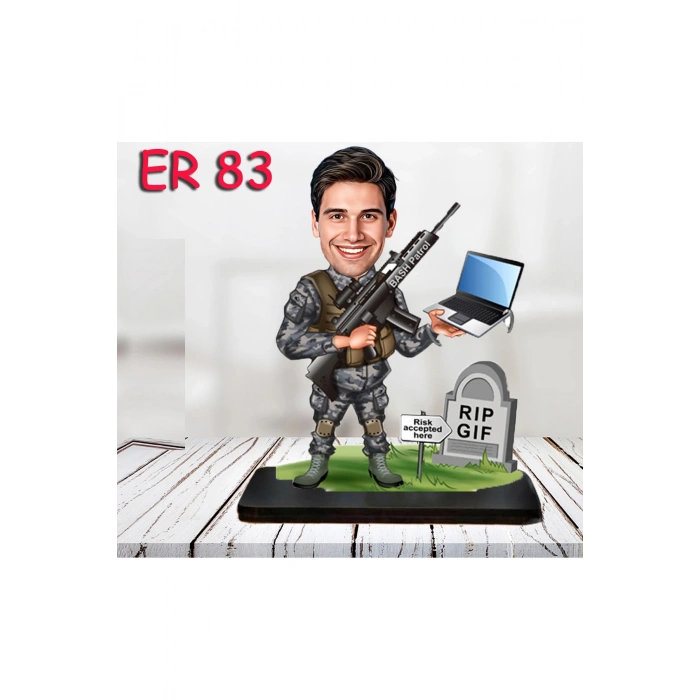 Kişiye Özel Ahşap Biblo - Erkek Asker Karikatür Biblo 8