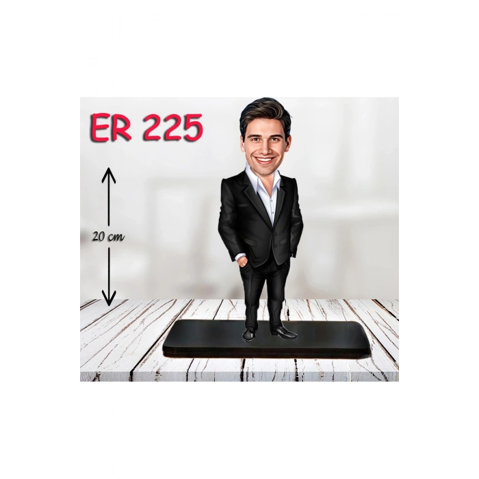 Kişiye Özel Ahşap Biblo - Takım Elbiseli Erkek Karikatür Biblo 15