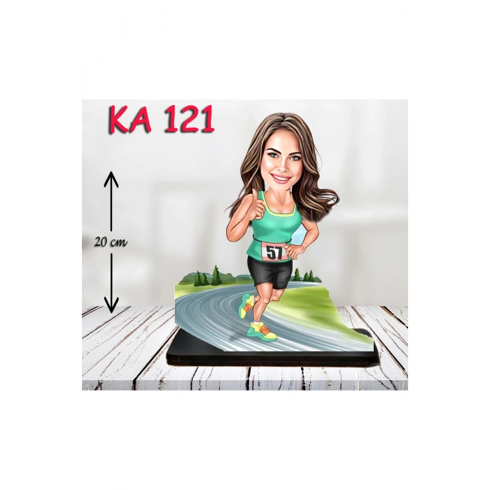 Kişiye Özel Ahşap Biblo - Sporcu Kadın Karikatür Biblo - Sporcu Biblo 2