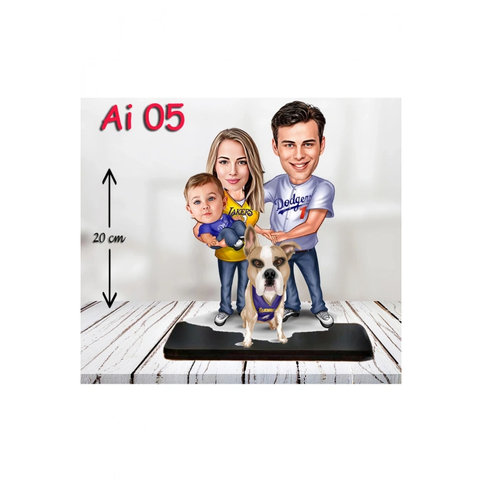 Kişiye Özel Ahşap Biblo - Aile Karikatür Biblo - 3 Kişilik Aile Biblo 2