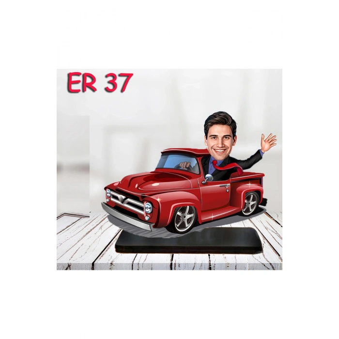 Kişiye Özel Ahşap Biblo - Araba Kullanan Erkek Karikatür Biblo 4