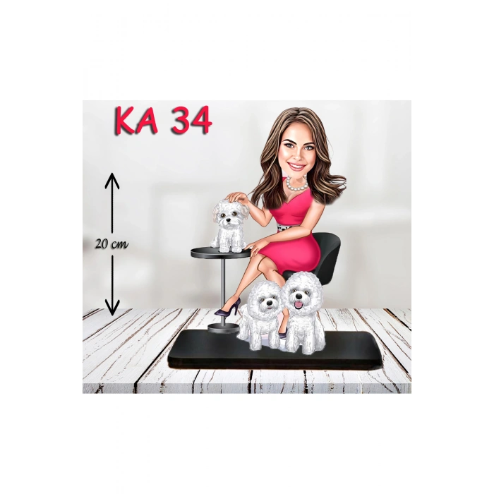 Kişiye Özel Ahşap Biblo - Süslü Kadın Karikatür Biblo 8