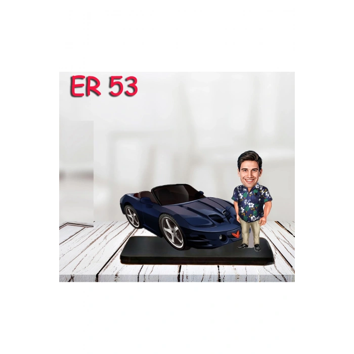 Kişiye Özel Ahşap Biblo - Araba Kullanan Erkek Karikatür Biblo 20