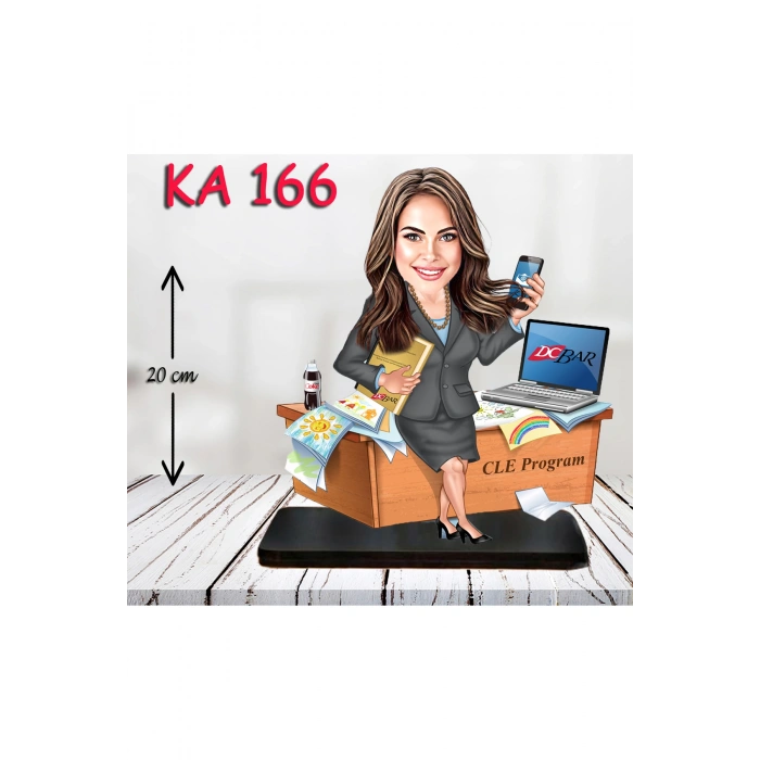Kişiye Özel Ahşap Biblo - Masa Başı Karikatür Biblo - Kadın Biblo 8