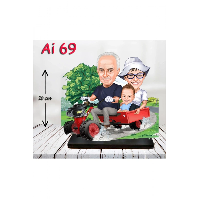 Kişiye Özel Ahşap Biblo - Aile Karikatür Biblo - 3 Kişilik Aile Biblo 20