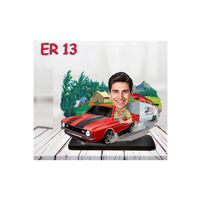 Kişiye Özel Ahşap Biblo - Araç Kullanan Erkek Karikatür Biblo 13