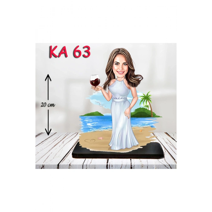 Kişiye Özel Ahşap Biblo - Süslü Kadın Karikatür Biblo 13