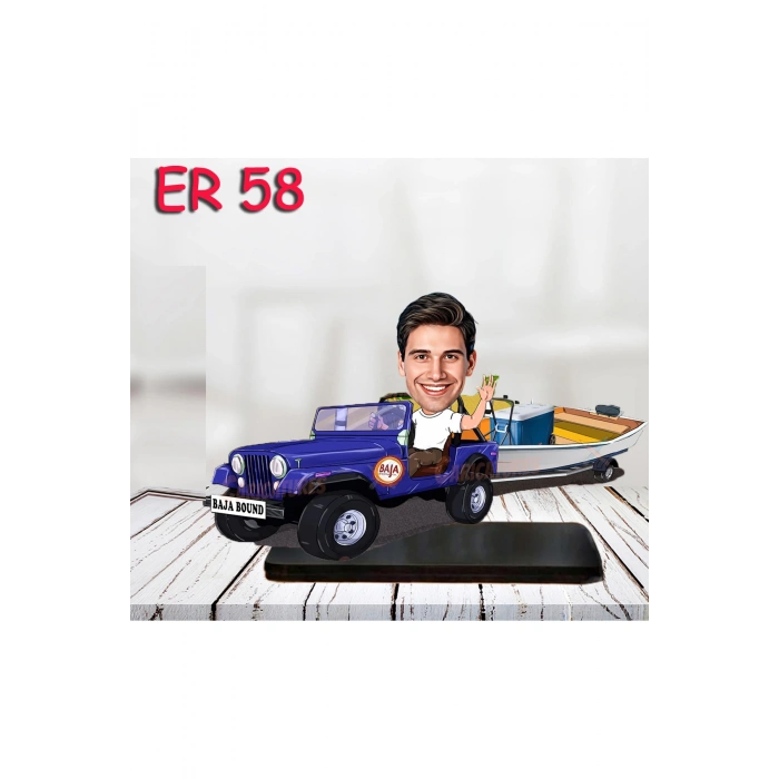 Kişiye Özel Ahşap Biblo - Araba Kullanan Erkek Karikatür Biblo 25