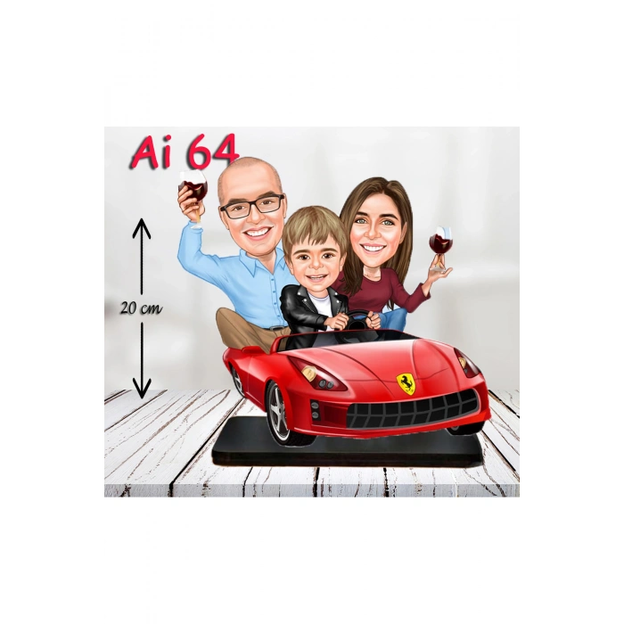 Kişiye Özel Ahşap Biblo - Aile Karikatür Biblo - 3 Kişilik Aile Biblo 19