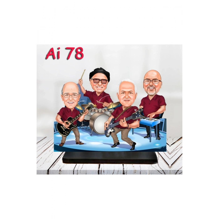 Kişiye Özel Ahşap Biblo - Aile Karikatür Biblo - 4 Kişilik Aile Biblo 35