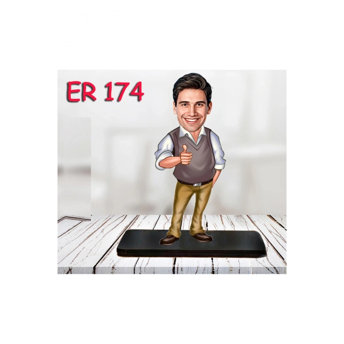 Kişiye Özel Ahşap Biblo - Erkek Karikatür Biblo - Erkek Biblo 39