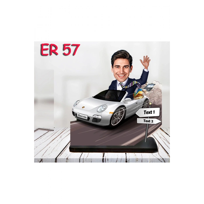 Kişiye Özel Ahşap Biblo - Araba Kullanan Erkek Karikatür Biblo 24