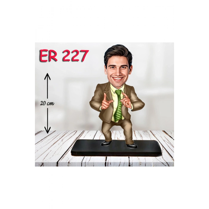 Kişiye Özel Ahşap Biblo - Takım Elbiseli Erkek Karikatür Biblo 17