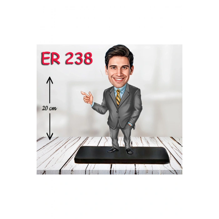 Kişiye Özel Ahşap Biblo - Takım Elbiseli Erkek Karikatür Biblo 28