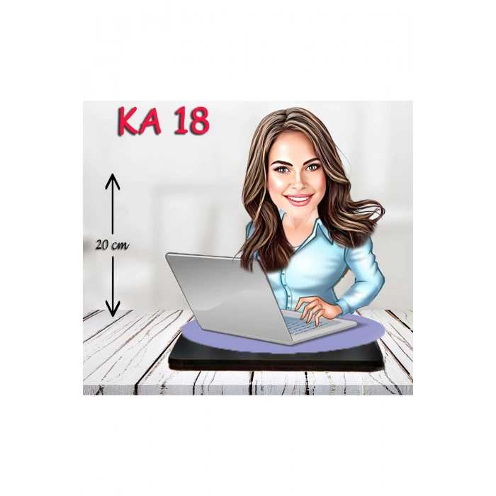 Kişiye Özel Ahşap Biblo - Masa Başı Karikatür Biblo - Kadın Biblo 3