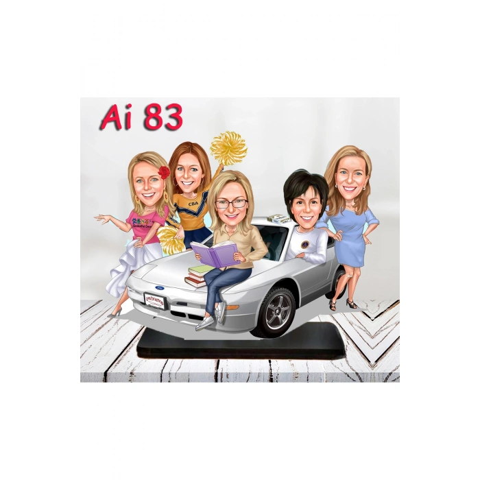 Kişiye Özel Ahşap Biblo - Aile Karikatür Biblo - 5 Kişilik Aile Biblo 11