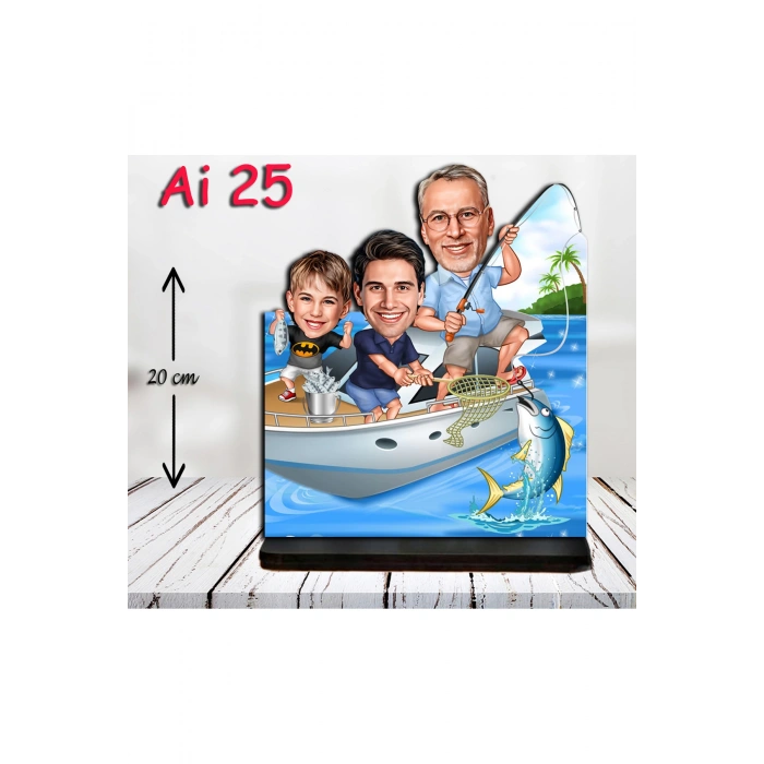 Kişiye Özel Ahşap Biblo - Aile Karikatür Biblo - 3 Kişilik Aile Biblo 9