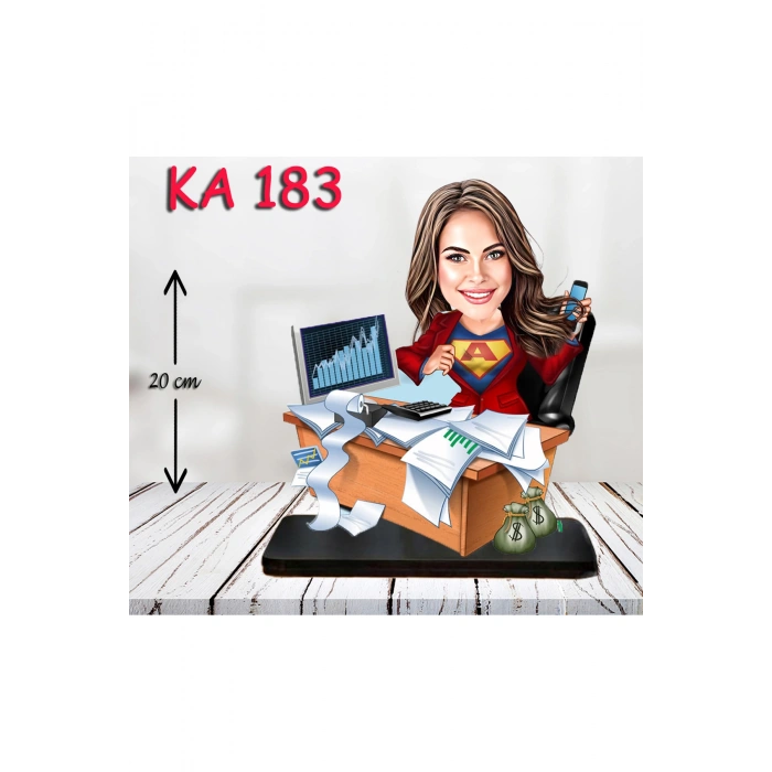 Kişiye Özel Ahşap Biblo - Masa Başı Karikatür Biblo - Kadın Biblo 10