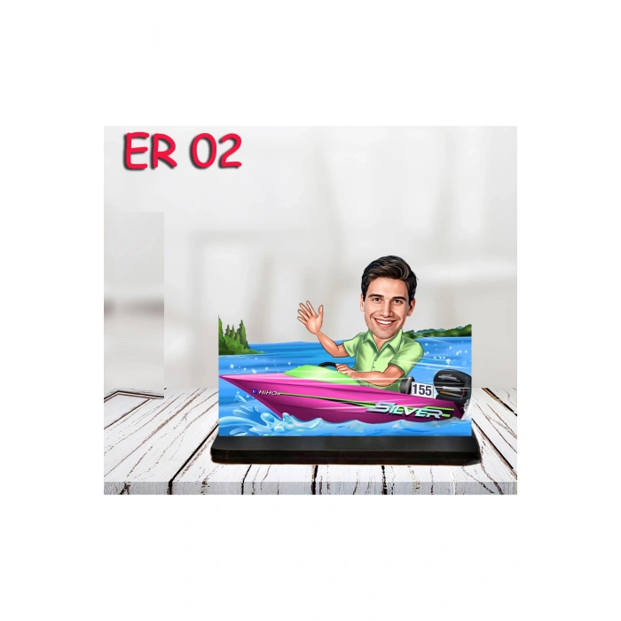 Kişiye Özel Ahşap Biblo - Araç Kullanan Erkek Karikatür Biblo 2