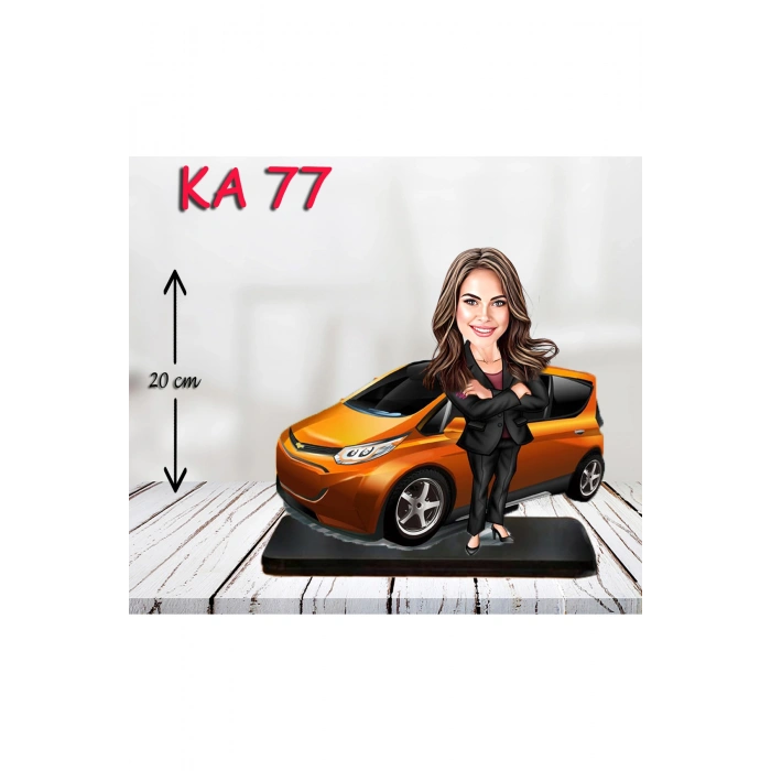Kişiye Özel Ahşap Biblo - Araba Kullanan Kadın Karikatür Biblo 2