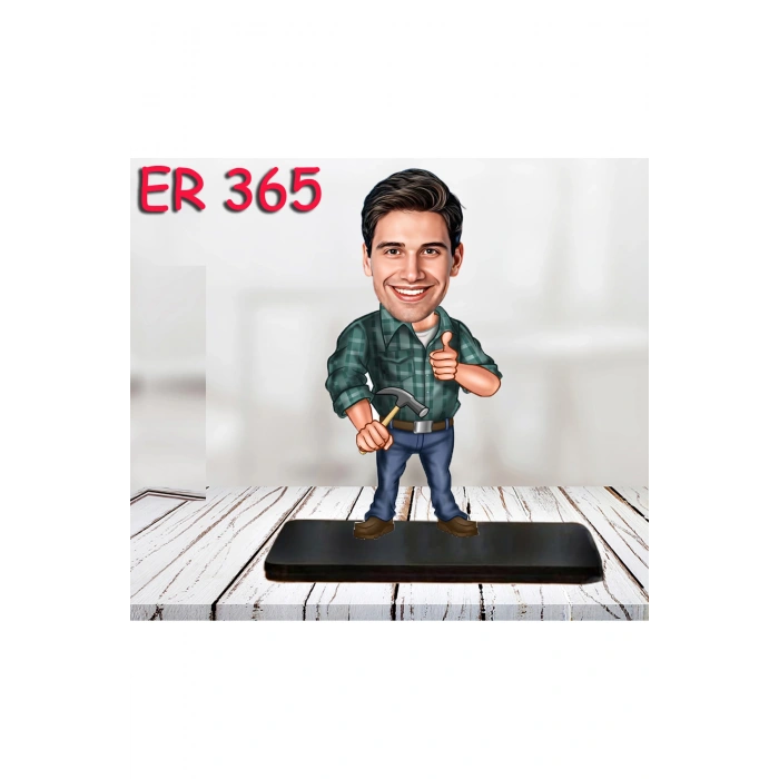 Kişiye Özel Ahşap Biblo - Erkek Meslek Karikatür Biblo 5