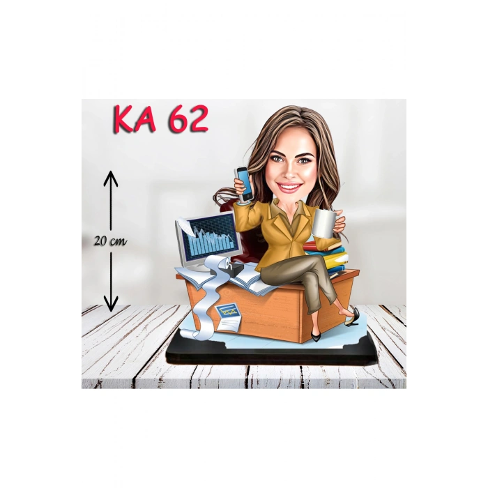 Kişiye Özel Ahşap Biblo - Masa Başı Karikatür Biblo - Kadın Biblo 4