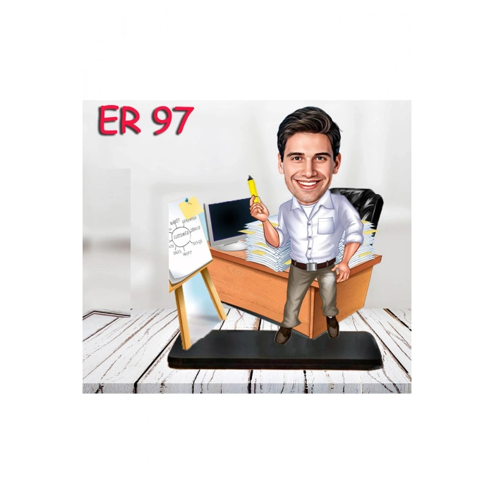 Kişiye Özel Ahşap Biblo - Masa Başı Karikatür Biblo - Erkek Biblo 7