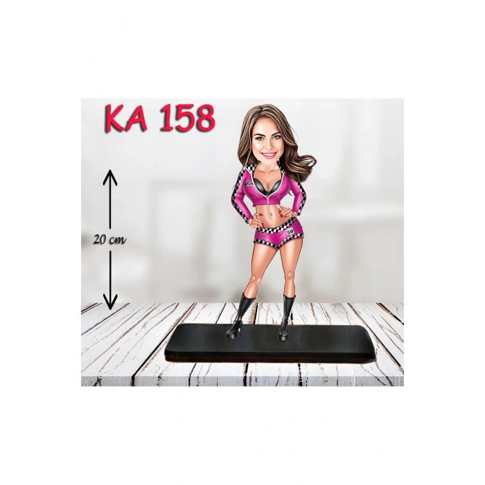 Kişiye Özel Ahşap Biblo - Süslü Kadın Karikatür Biblo 24