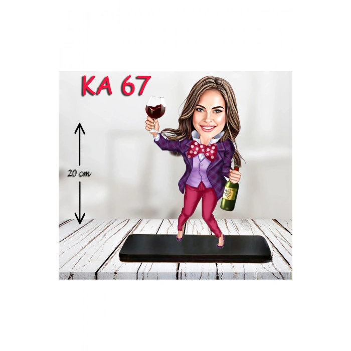 Kişiye Özel Ahşap Biblo - Süslü Kadın Karikatür Biblo 15