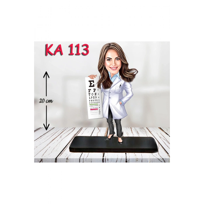 Kişiye Özel Ahşap Biblo - Sağlıkçı Kadın Karikatür Biblo - Doktor Biblo 5